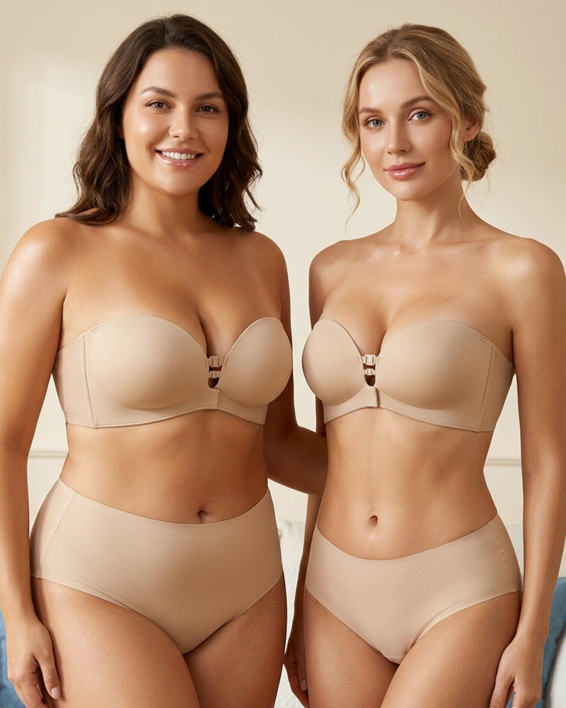 Two women of different sizes wearing the InvisiLift strapless bra